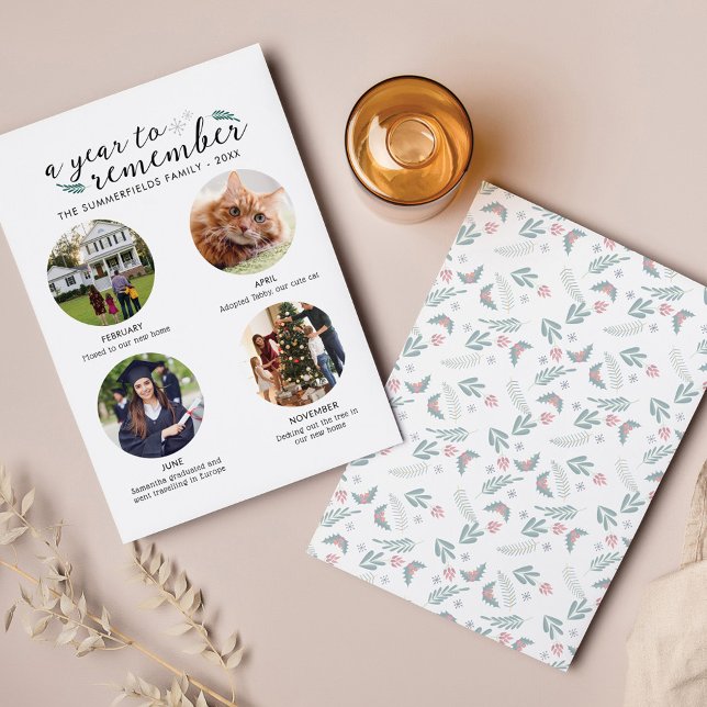 Christmas Family Photo Collage Year in Pictures Card (Cute Year in Review Christmas Greetings Family Card)