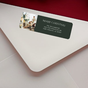 Christmas Family Photo Elegant Return Address Label