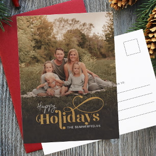 Christmas Family Photo Festive Modern Holiday Postcard