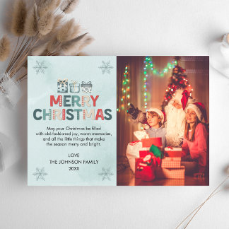Christmas Family Photo Gifts Retro Vintage Message Holiday Card