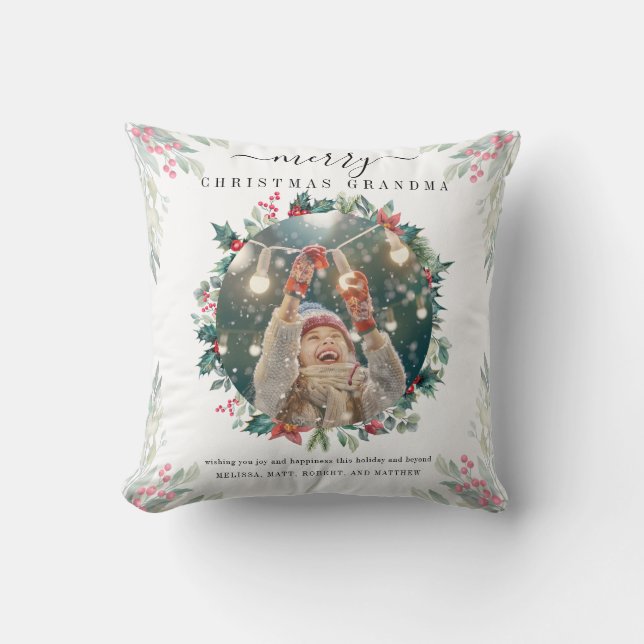Christmas Family Photo Grandma Keepsake Cushion (Front)