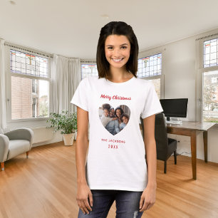 Christmas family photo heart family name T-Shirt