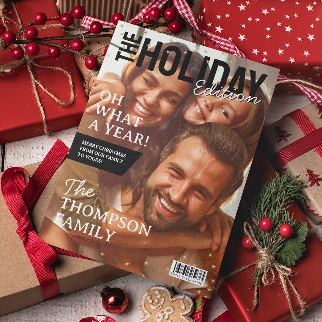 Christmas Family Photo Holiday Magazine Cover Card (Creator Uploaded)