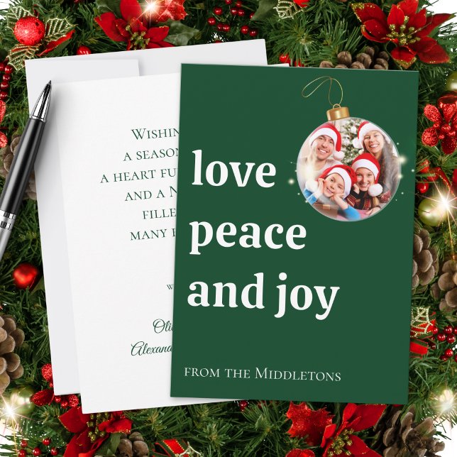 Christmas Family Photo Love Peace Joy Holiday Card (Creator Uploaded)