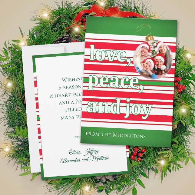 Christmas Family Photo Love Peace Joy Holiday Card (Creator Uploaded)