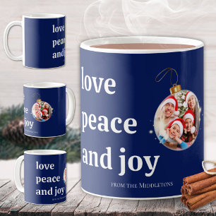 Christmas Family Photo Love Peace Joy Holiday Card Coffee Mug