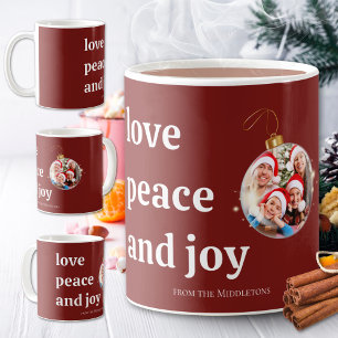 Christmas Family Photo Love Peace Joy Holiday Card Coffee Mug