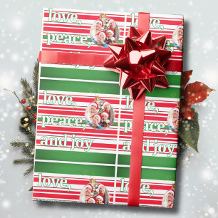 Christmas Family Photo Love Peace Joy Holiday Wrapping Paper