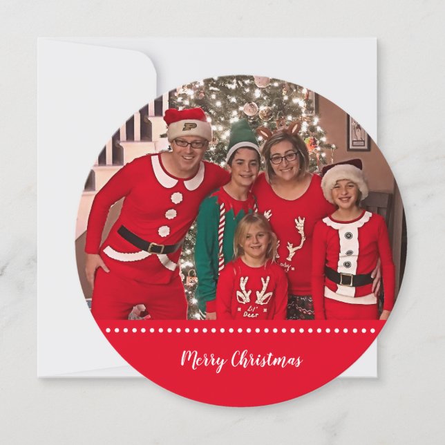 Christmas Family Photo Personalised  Round Holiday Card (Front)