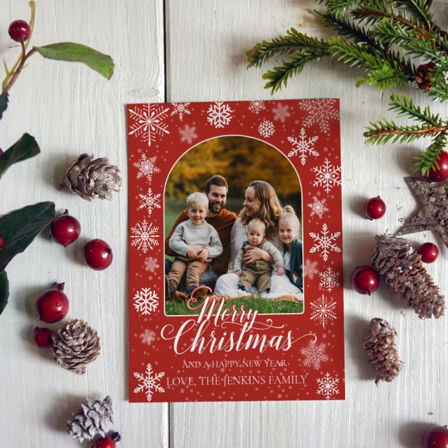 Christmas Family Photo Post Card – Festive Red (Creator Uploaded)