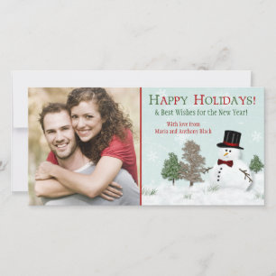 Christmas Family Photo Snowman Holiday Photocard
