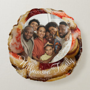 Christmas Family Photo Sugar Cookie Round Cushion