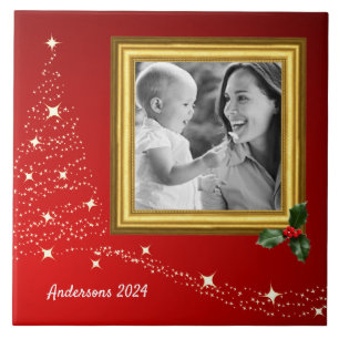 Christmas Family Photo Tile / personalized