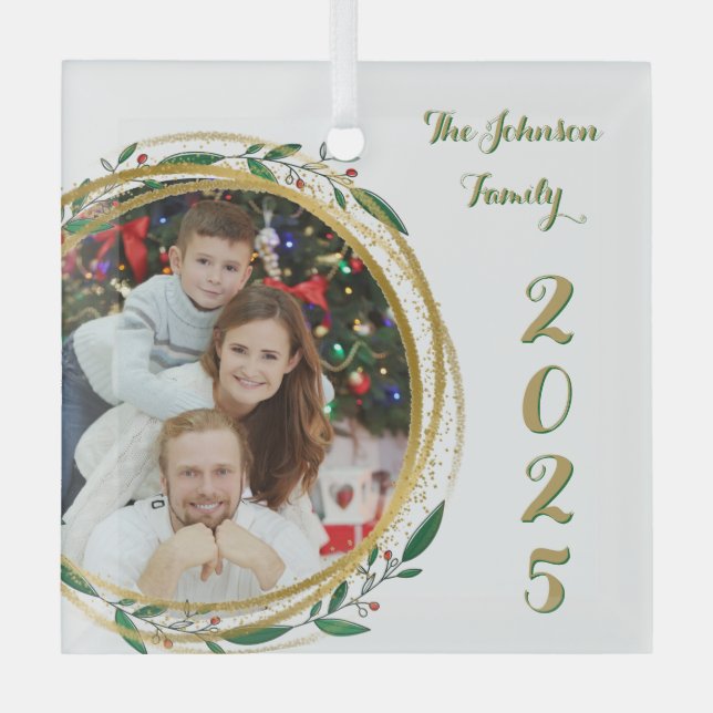 Christmas Family Photo & Year Ornament (Front)