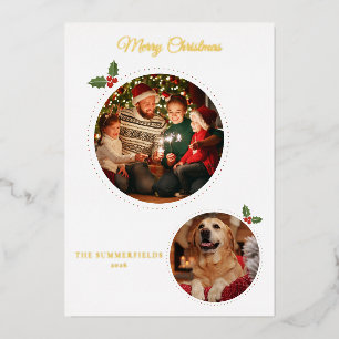 Christmas Family Photos Botanical Foil Holiday Card