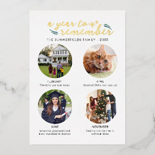 Christmas Family Photos Year in Pictures Foil Holiday Card