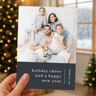 Christmas Family Portrait   Minimal Charcoal Grey Holiday Card
