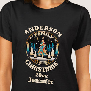 Christmas family retro circular editable T-Shirt