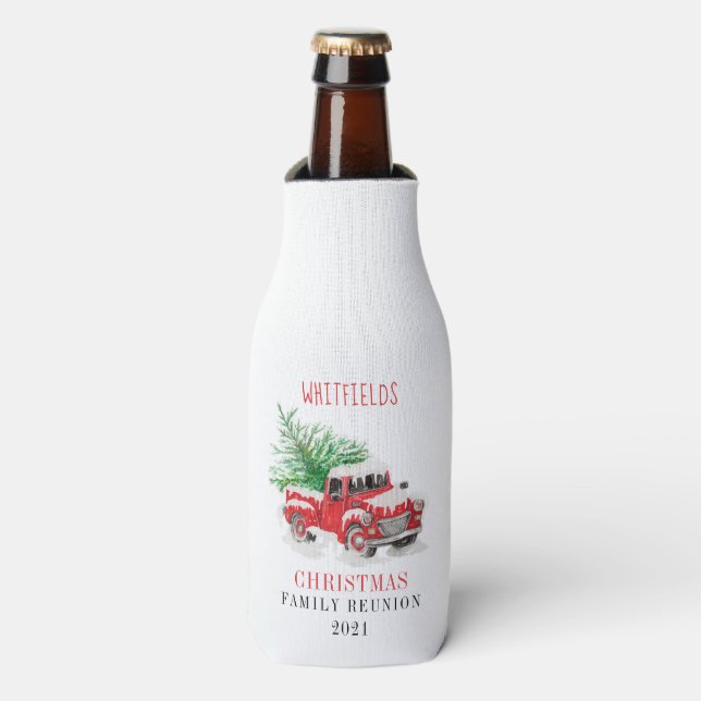 Christmas Family Reunion Holiday Bottle Cooler (Bottle Front)