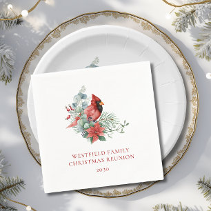 Christmas Family Reunion Red Cardinal Paper Napkin