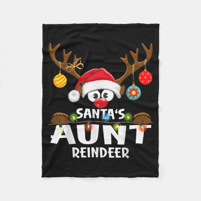 Christmas Family Santa's Aunt Reindeer Pajama  Fleece Blanket (Front)