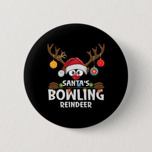 Christmas Family Santa's Bowling Reindeer Pajama 6 Cm Round Badge
