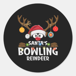 Christmas Family Santa's Bowling Reindeer Pajama  Classic Round Sticker