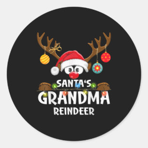 Christmas Family Santa's Grandma Reindeer Pajama Classic Round Sticker