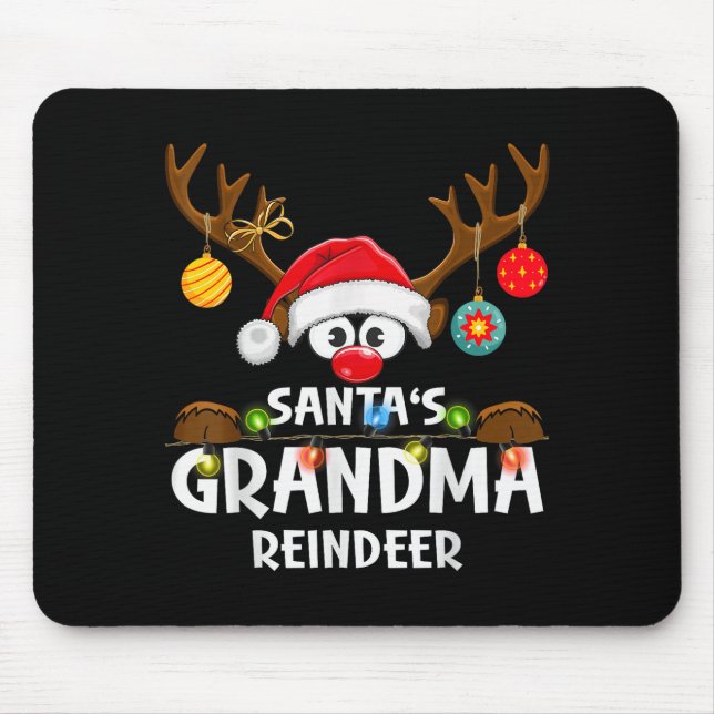 Christmas Family Santa's Grandma Reindeer Pajama  Mouse Pad (Front)
