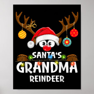 Christmas Family Santa's Grandma Reindeer Pajama Poster