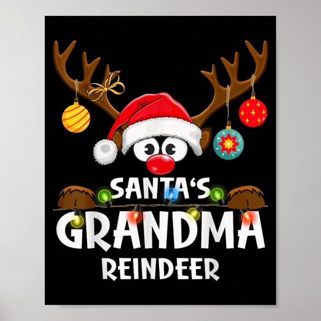 Christmas Family Santa's Grandma Reindeer Pajama  Poster (Front)