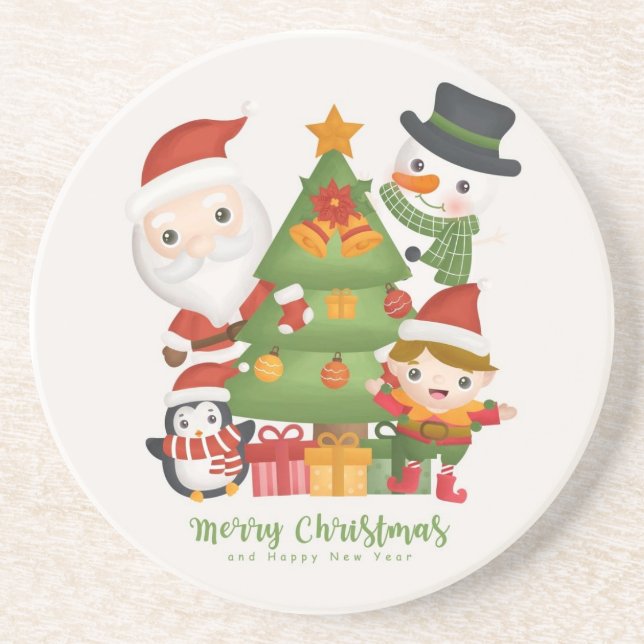 Christmas Family Stone Coaster (Front)