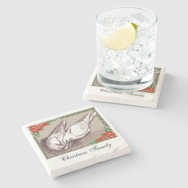 Christmas Family Stone Coaster (Side)