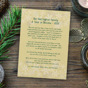 Christmas Family Update Letter Snowflakes Card