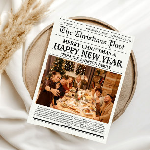 Christmas Family What a year Review Newspaper  Invitation