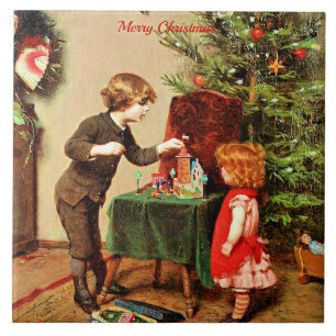 Christmas, famous painting by Felix Ehrlich Ceramic Tile