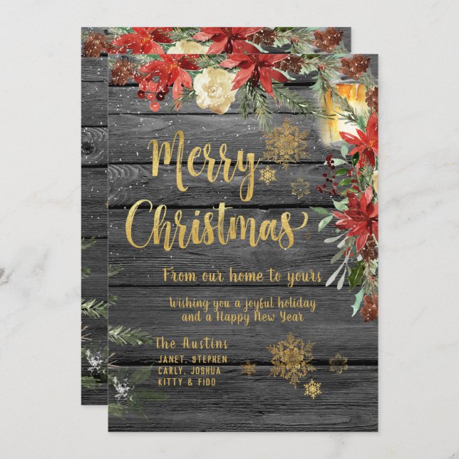 Christmas Fancy Gold Rustic Barn Board Card (Front/Back)