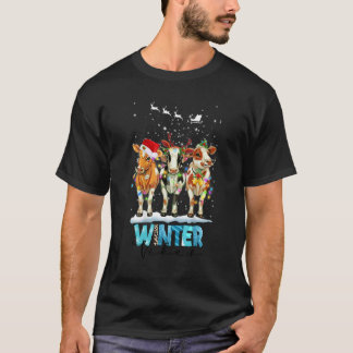 Christmas Farm Animals Cows Santa Hat Family Pajam T-Shirt