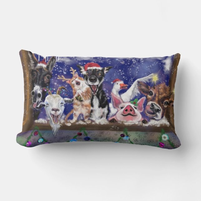 Christmas Farm Animals Pillow (Front)