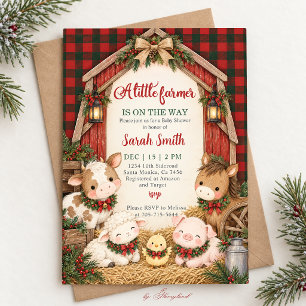 Christmas Farm Baby Shower Invitation