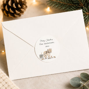 Christmas Farm Horse Animals Winter Classic Round Sticker