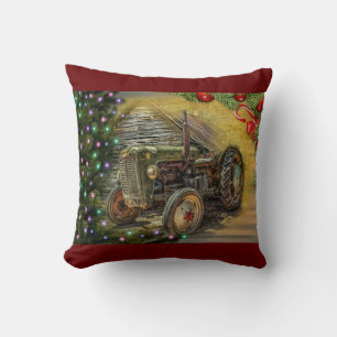 Christmas Farm Tractor With Christmas Tree Cushion