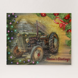 Christmas Farm Tractor With Christmas Tree Jigsaw Puzzle
