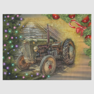 Christmas Farm Tractor With Christmas Tree Tissue Paper