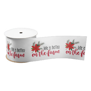 Christmas Farm Verse On White Satin Ribbon