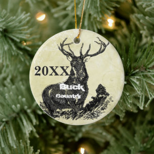 Christmas Farmhouse Deer Country Christmas Photo Ceramic Ornament