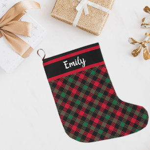 Christmas Farmhouse Personalised Tartan Plaid Large Christmas Stocking