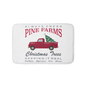 CHRISTMAS FARMHOUSE RED TRUCK BATH MAT