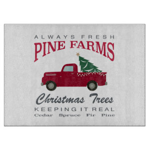 CHRISTMAS FARMHOUSE RED TRUCK CUTTING BOARD