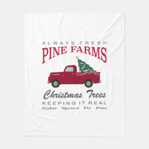 CHRISTMAS FARMHOUSE RED TRUCK FLEECE BLANKET